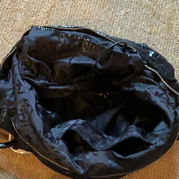 Michael Kors shiny black faux Python/Snakeskin effect slouchy hobo - Picture 10 of 11